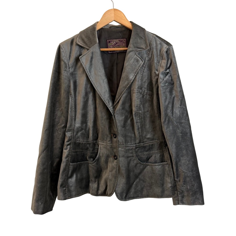 Vintage Rosner Women's‎ Metallic Silver Velour Blazer Jacket Size 14